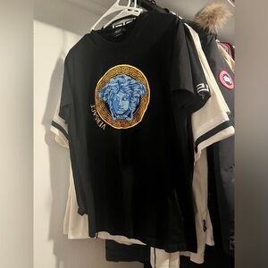Versace Embroidered Medusa Men Black TShirt Medium